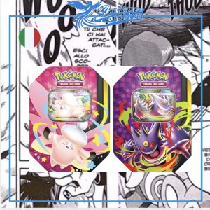 pokemon megaevoluzione mega gengar ex e mega clefable ex tin da collezione versione italiano